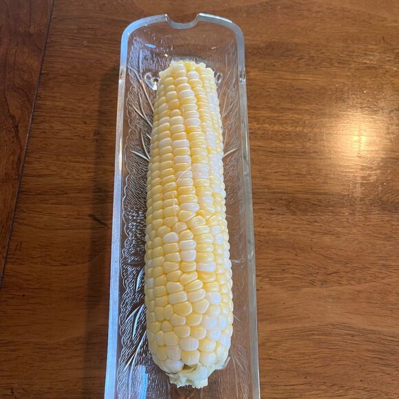 Set of 2 Vintage Heavy Clear Glass Corn on the Cob Dishes with Holders - Picture 2 of 5